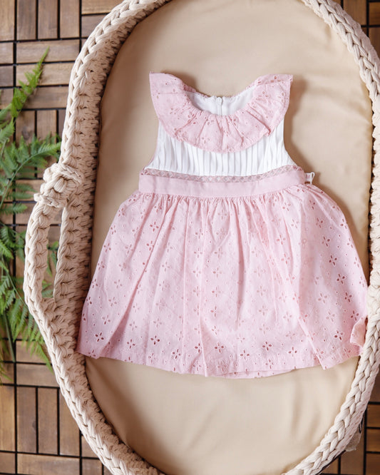 فستان بيبي مميز باللون الزهري و الابيض🩷