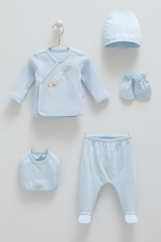 طقم حديث ولادة ٥ قطع🪡قطن طبيعي ١٠٠٪‏🐘