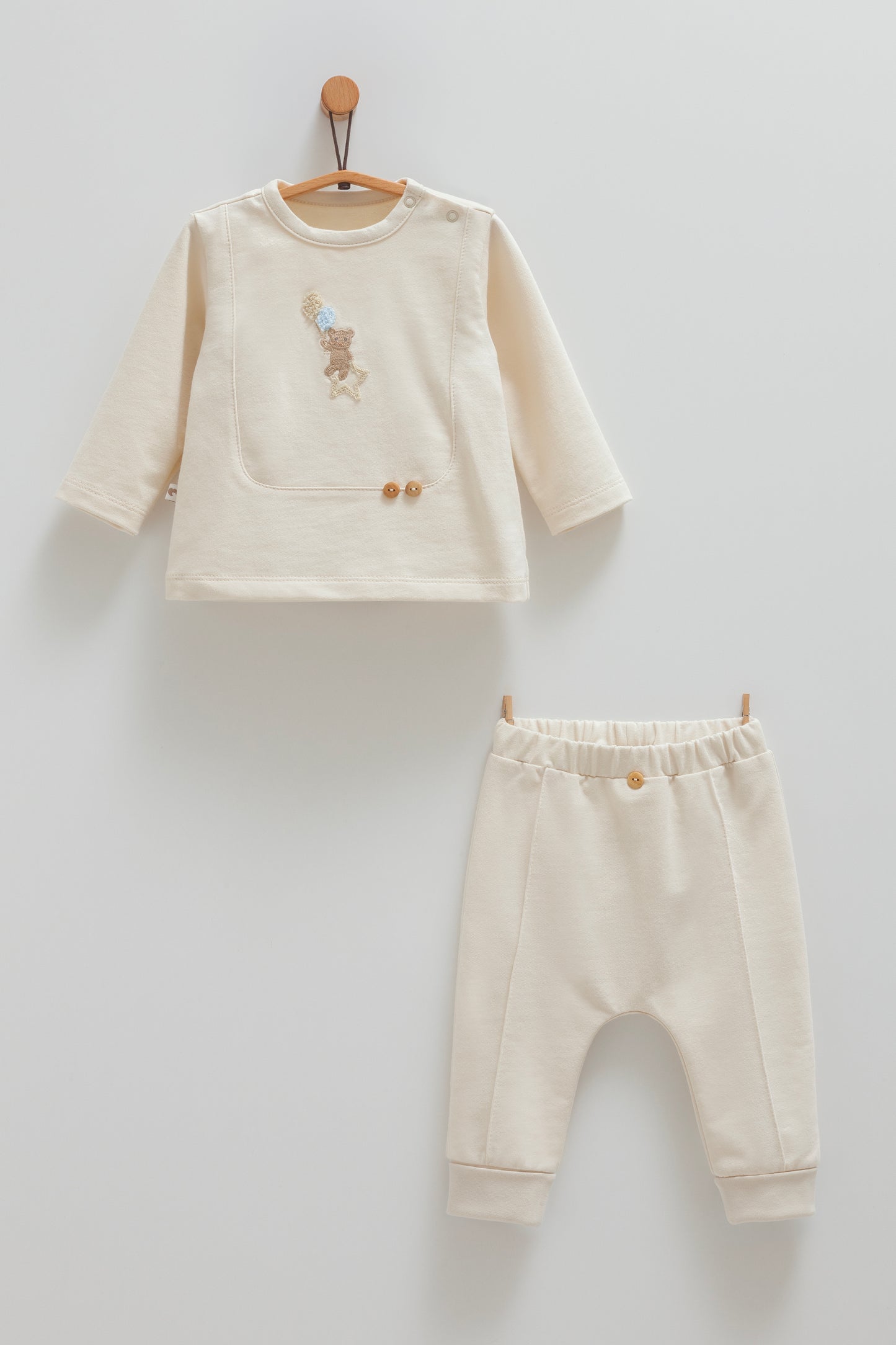 طقم قطعتن قطن ١٠٠٪‏ بيج 🧸