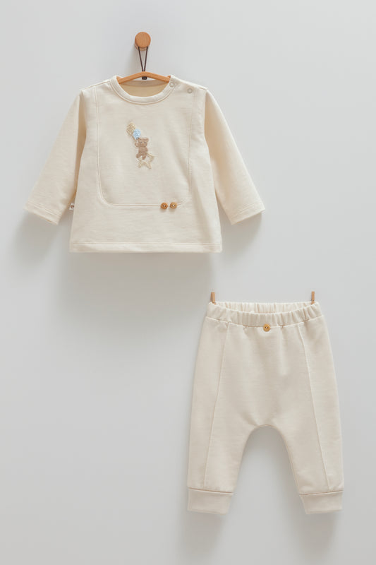 طقم قطعتن قطن ١٠٠٪‏ بيج 🧸