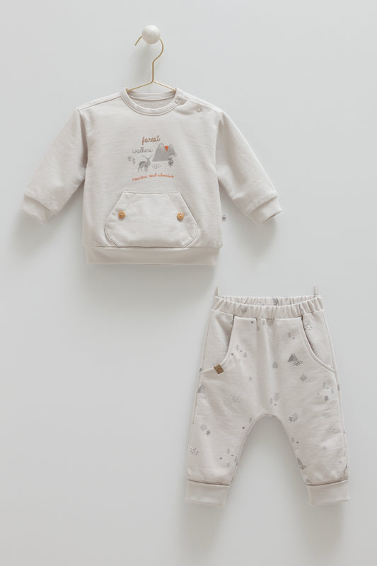 طقم قطعتين ٣- ٢٤ شهر رمادي ⛰️