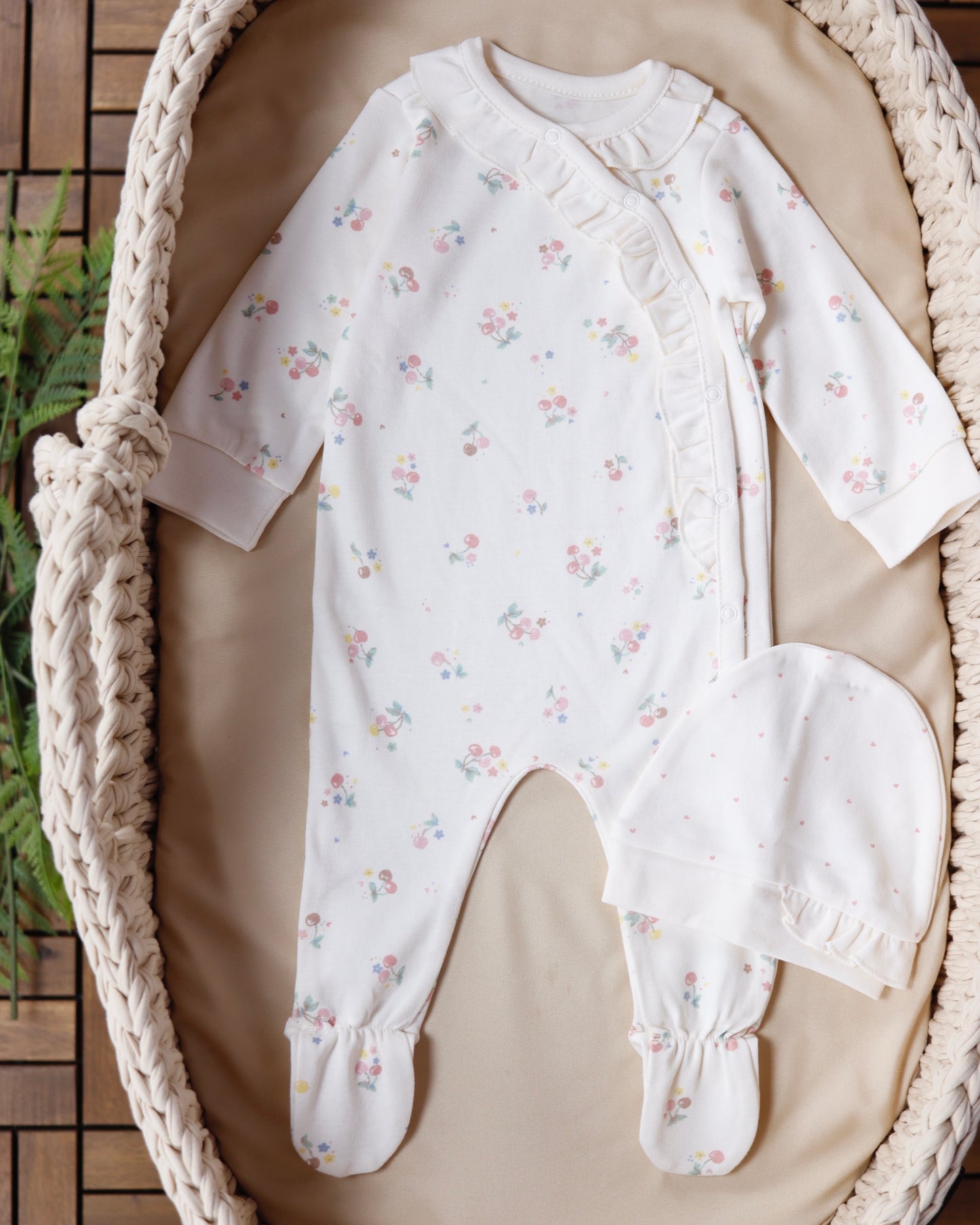 طقم أفرهول مع طاقية قطن ١٠٠٪‏🪡ايفوري