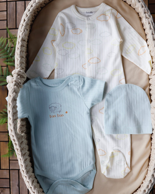 طقم أفرهول بيبي قطن ٣ قطع 🩵