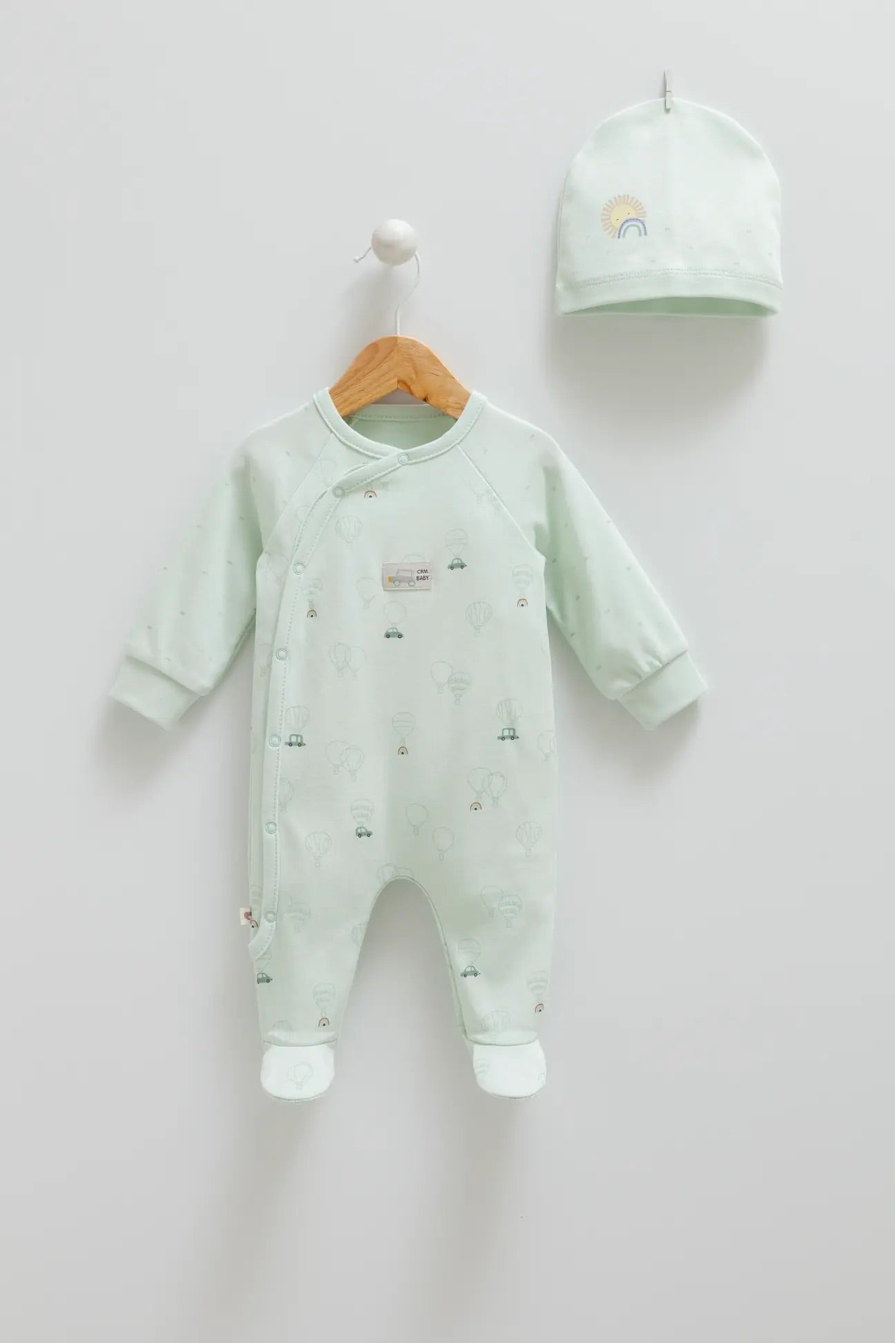 طقم أفرهول مع طاقية قطن ١٠٠٪‏🪡 أخضر