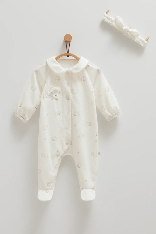 طقم أفرهول مع طاقية قطن ١٠٠٪‏🪡ايفوري