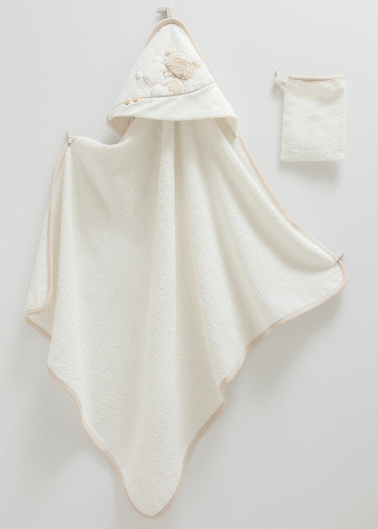 طقم منشفة بيبي🚿قطن ١٠٠٪‏ 🧸عسلي