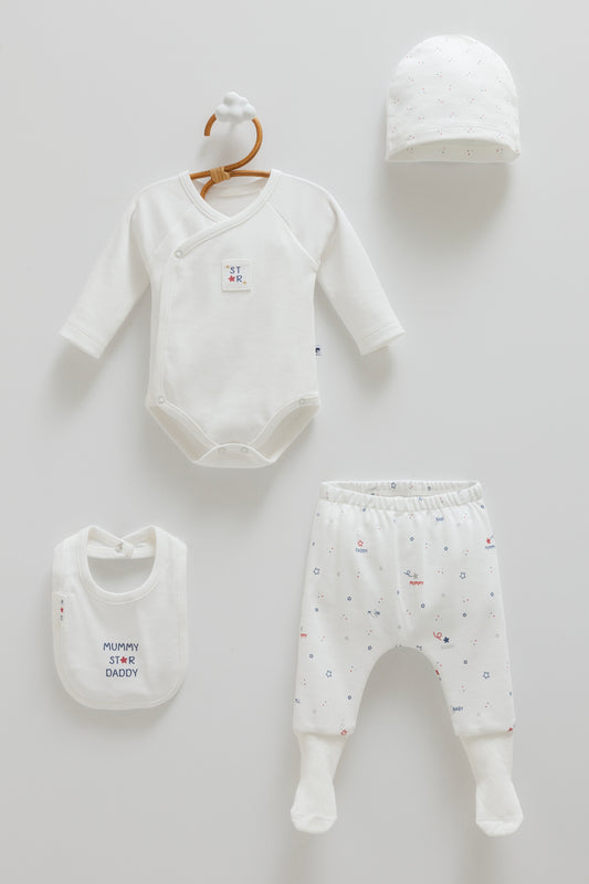 طقم بيبي ٤ قطع🪡قطن طبيعي ١٠٠٪‏