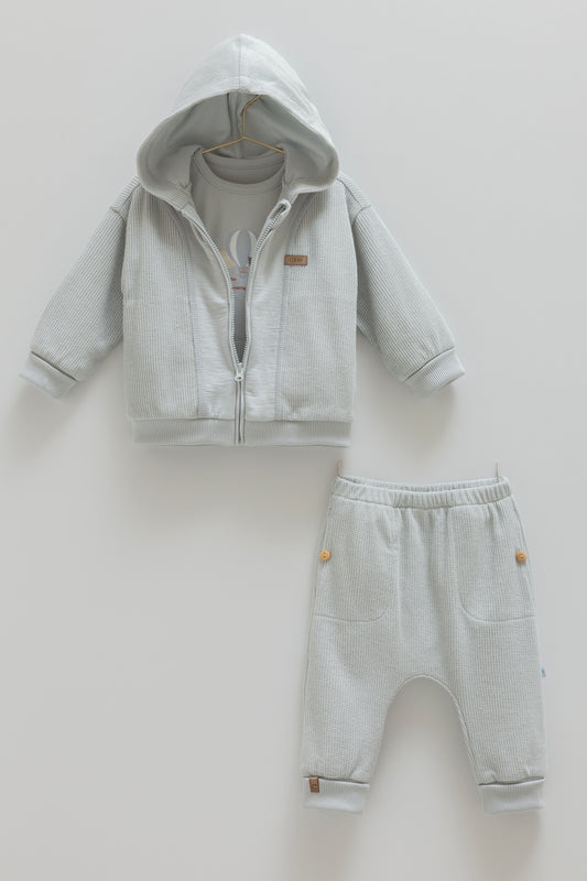 طقم ٣ قطع ٦-٣٦ شهر قطن شتوي - ازرق🎈