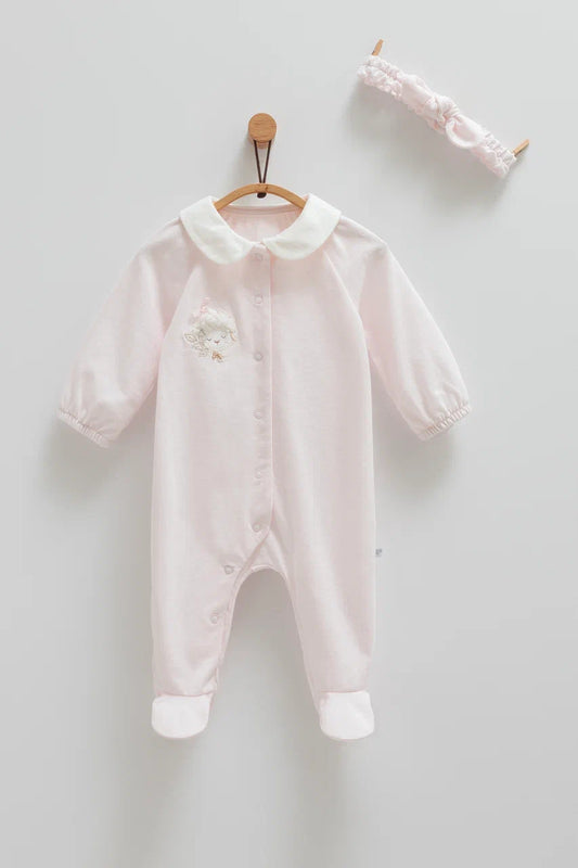 طقم أفرهول مع طاقية قطن ١٠٠٪‏🪡زهري