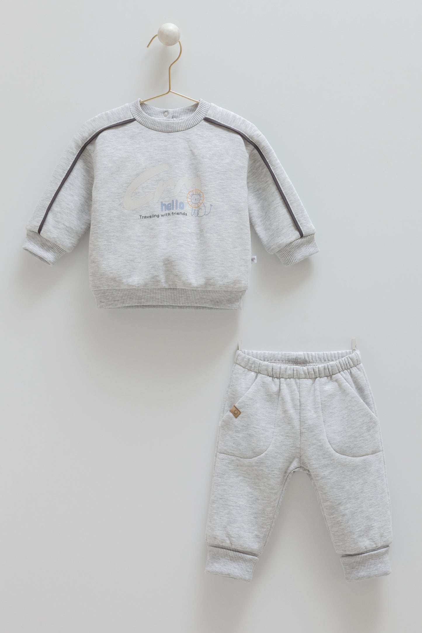 ترينينج قطن مبطن ١-١٢ شهر رمادي 🦁