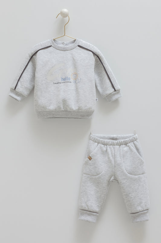 ترينينج قطن مبطن ١-١٢ شهر رمادي 🦁