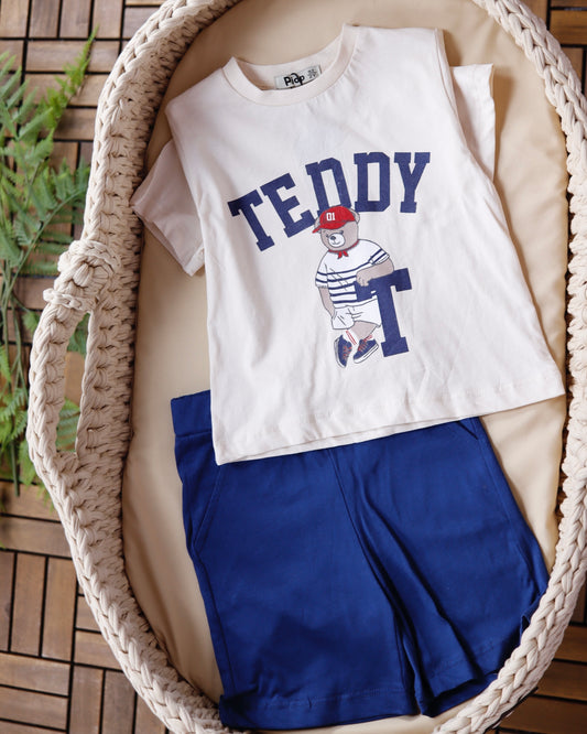 طقم شورت قطني قطعتين٢-٥ سنوات💙