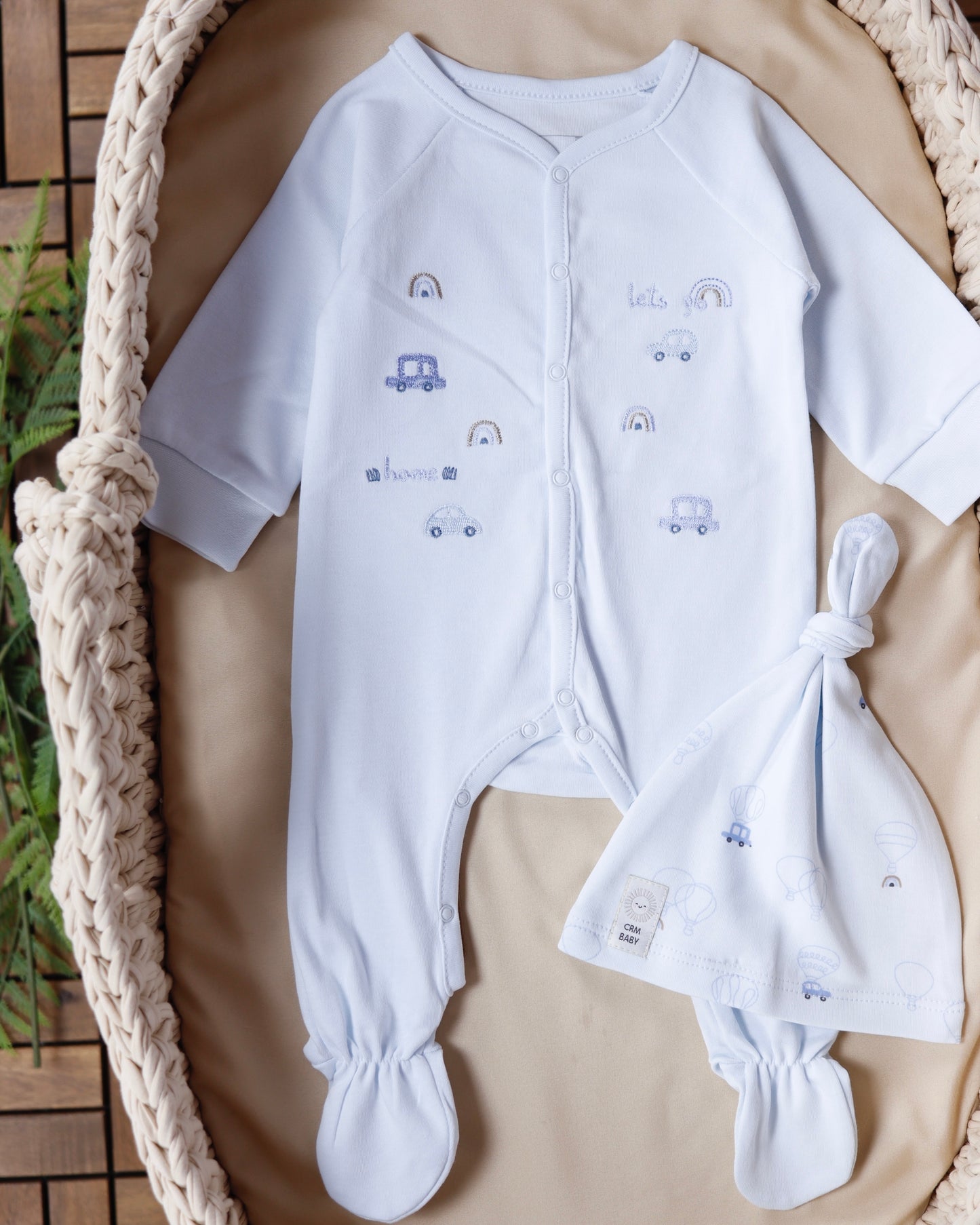 طقم أفرهول مع طاقية قطن ١٠٠٪‏🪡أزرق