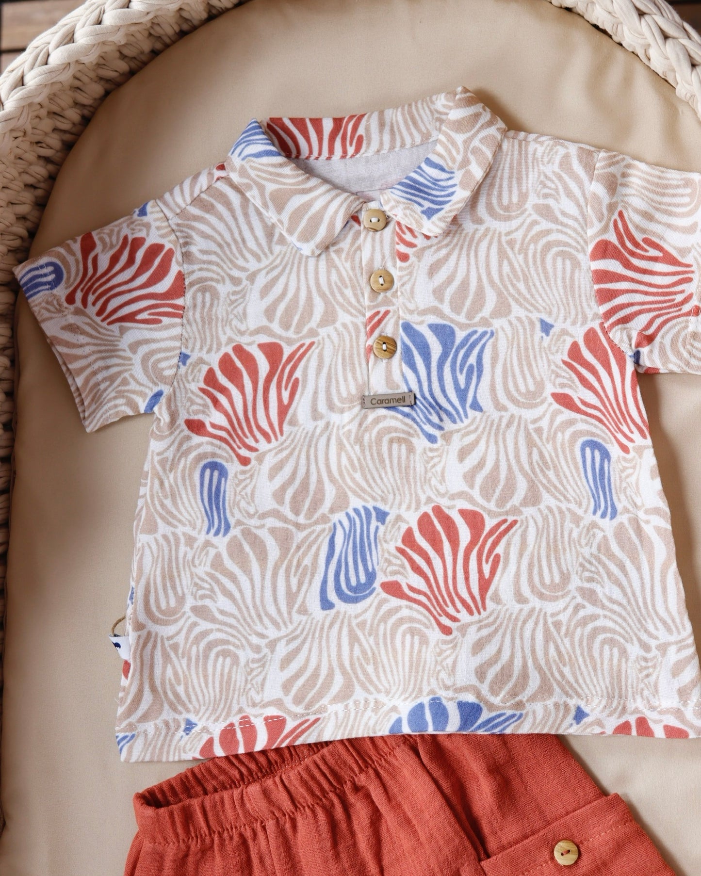 طقم قطعتين معرق باللون القرميدي