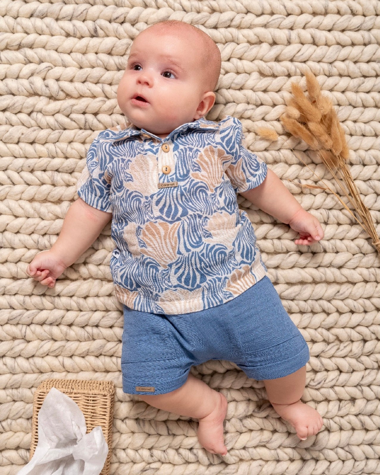 طقم قطعتين معرق باللون النيلي