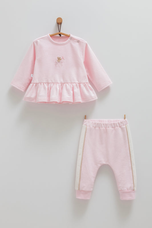 طقم بيبي قطن ١٠٠٪‏ زهري🧸