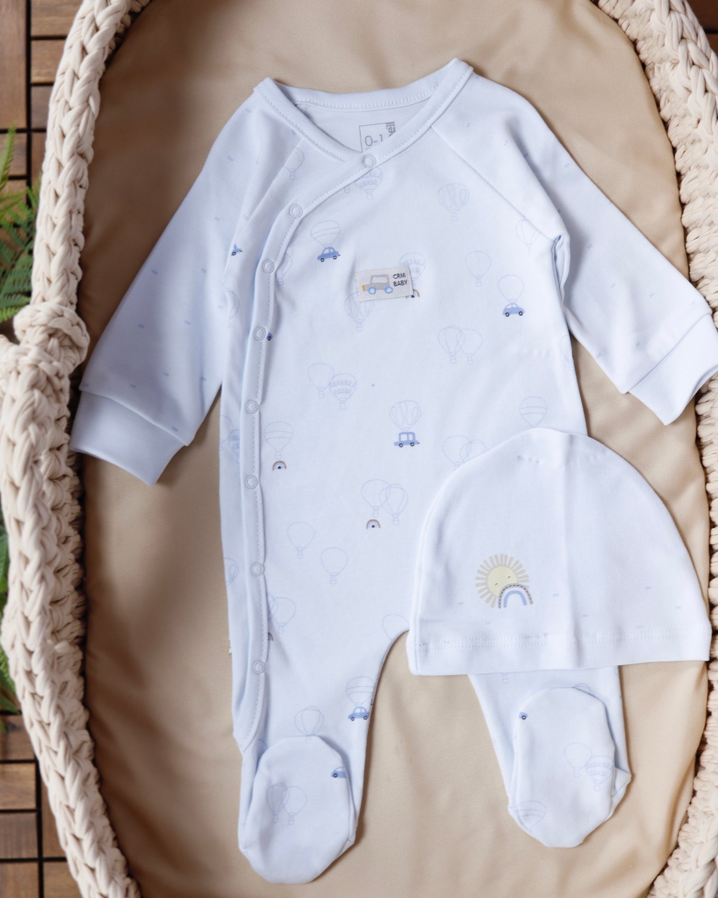 طقم أفرهول مع طاقية قطن ١٠٠٪‏🪡أزرق