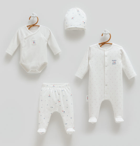 طقم بيبي ٤ قطع🪡قطن طبيعي ١٠٠٪‏