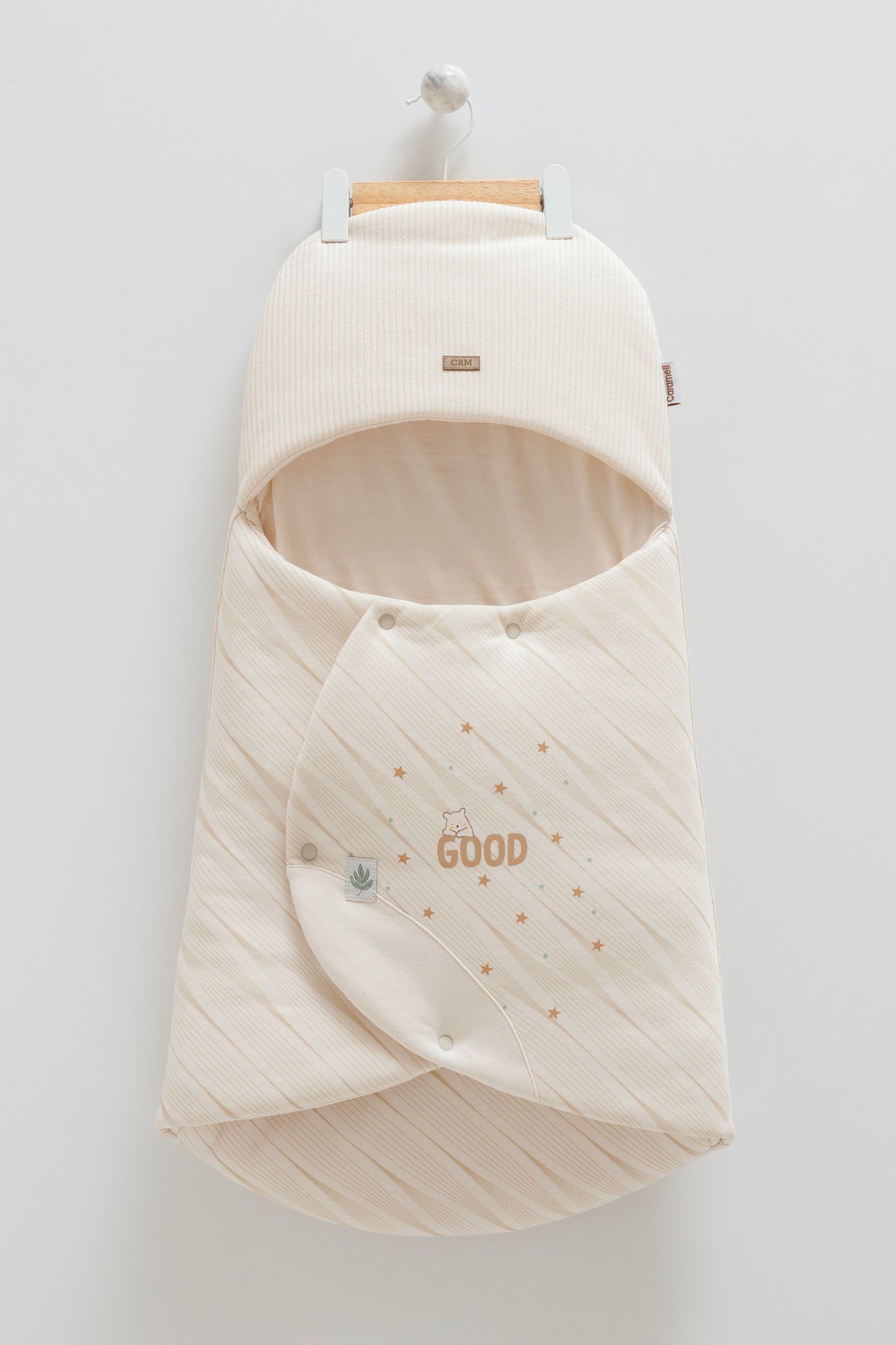 كوت/ كوفلية بيبي كبس ٧٠ سم قطن ١٠٠٪‏👼🏻 بيج