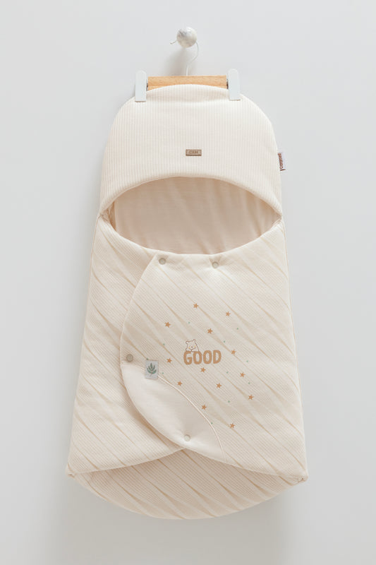 كوت/ كوفلية بيبي كبس ٧٠ سم قطن ١٠٠٪‏👼🏻 بيج