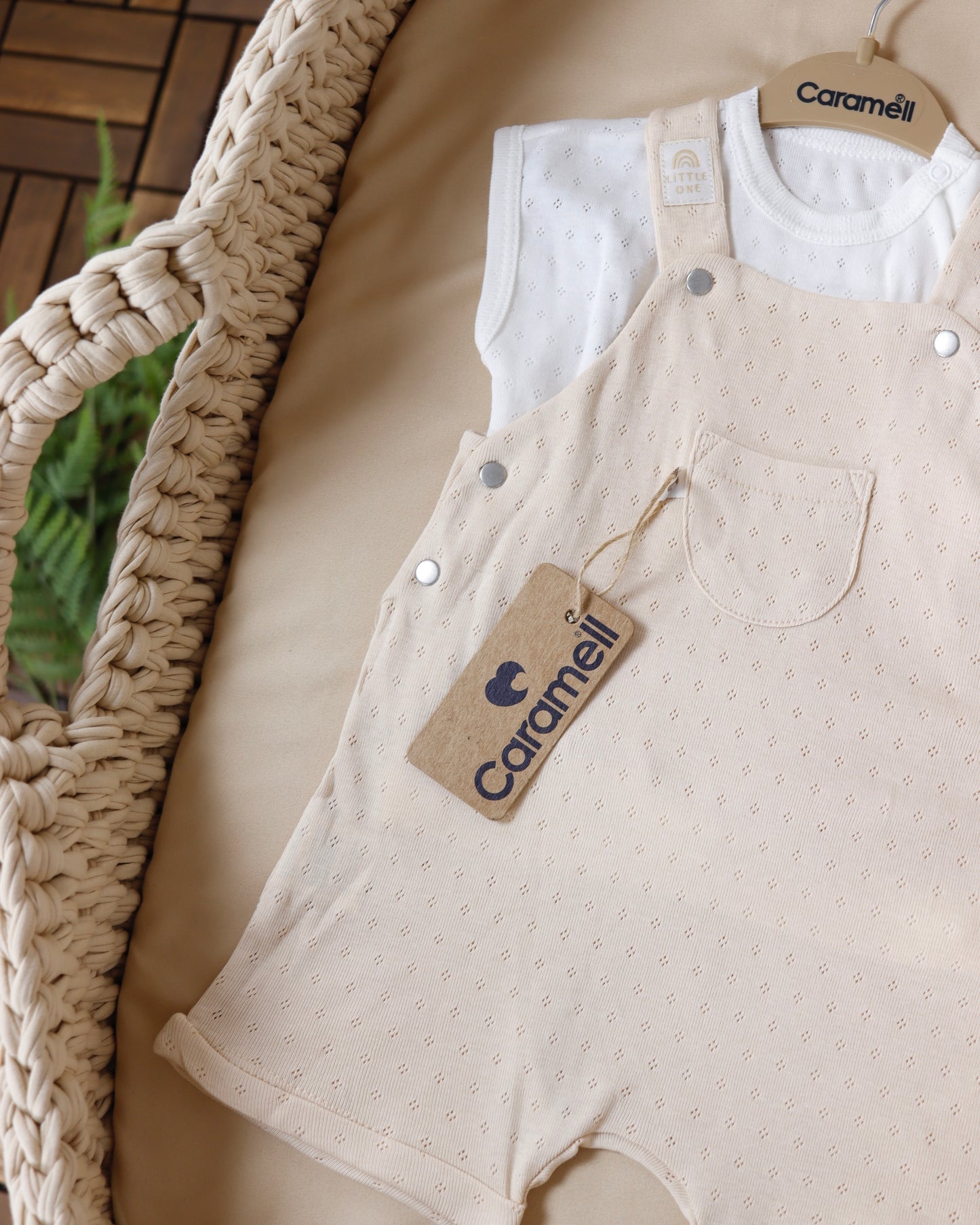 طقم أفرهول صيفي خفيف قطن ١٠٠٪‏ بيج