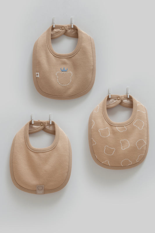 طقم مريلة ٣ قطع قطن ١٠٠٪‏ عسلي🧸