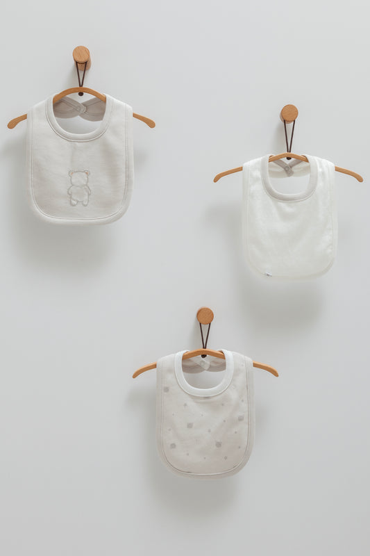 طقم مريلة ٣ قطع قطن ١٠٠٪‏ رمادي 🧸