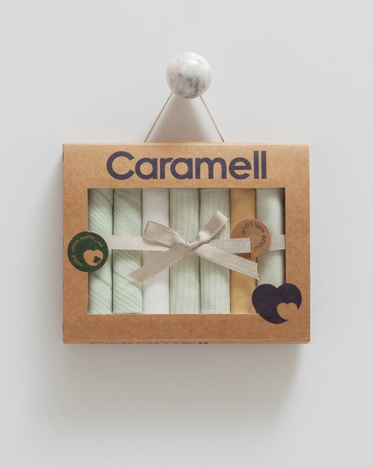 طقم مناديل بيبي قطن طبيعي ١٠٠٪‏ ٧ قطع اخضر