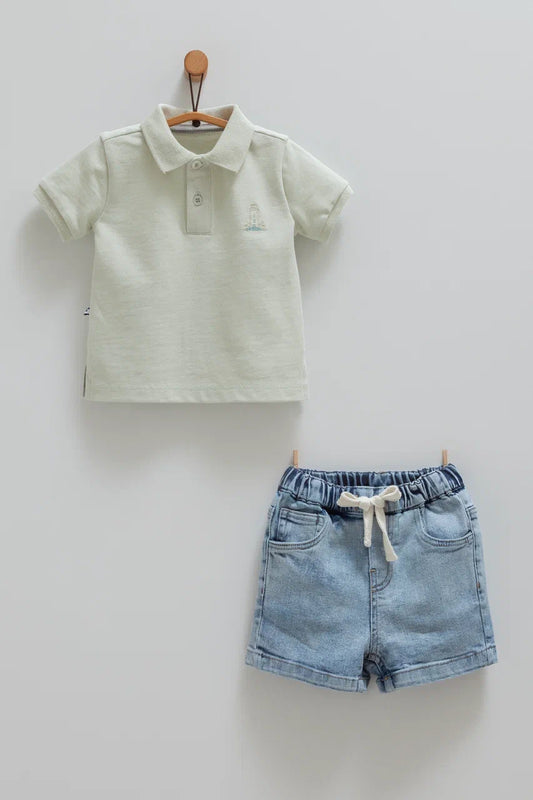 طقم جينز قطعتين💚 ٦-٣٦ شهر