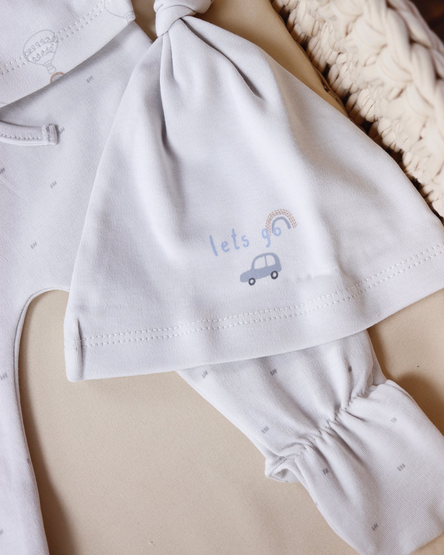 بجامة ٣ قطع قطن ١٠٠٪‏ رمادي ١-١٢ شهر