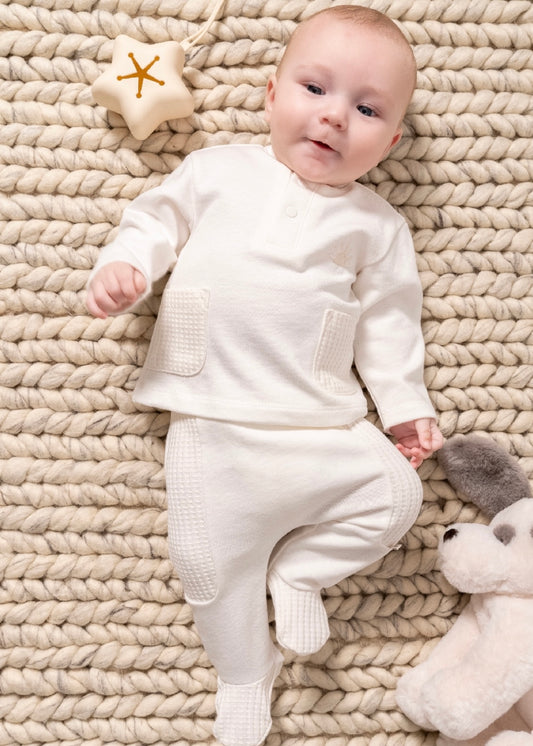 طقم قطعتين قطن ١٠٠٪‏ ايفوري ١-١٢ شهر