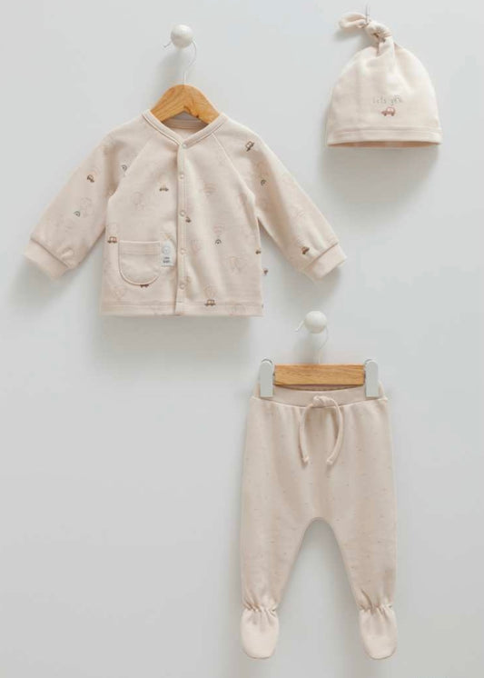 بجامة ٣ قطع قطن ١٠٠٪‏ ١-١٢ شهر