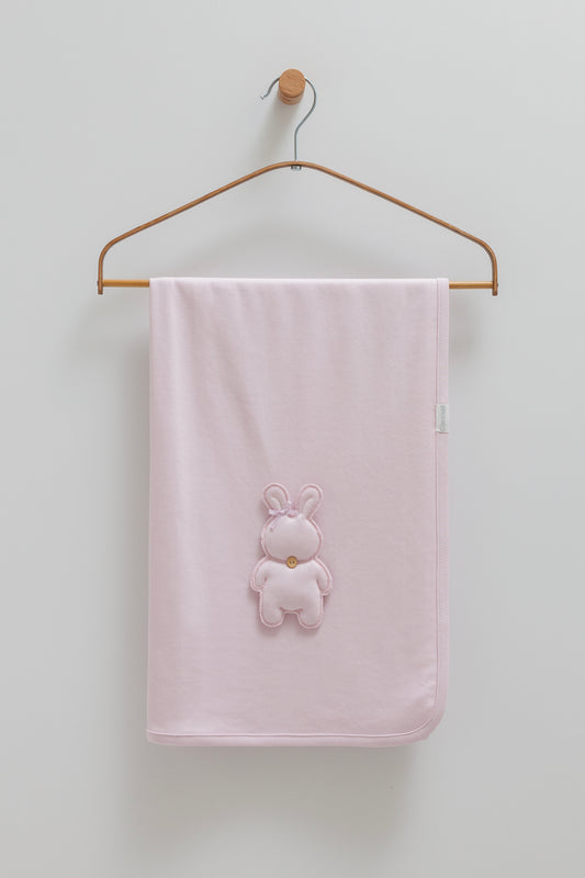 بطانية/ كوفلية بيبي قطن ١٠٠٪ نهدي🐇