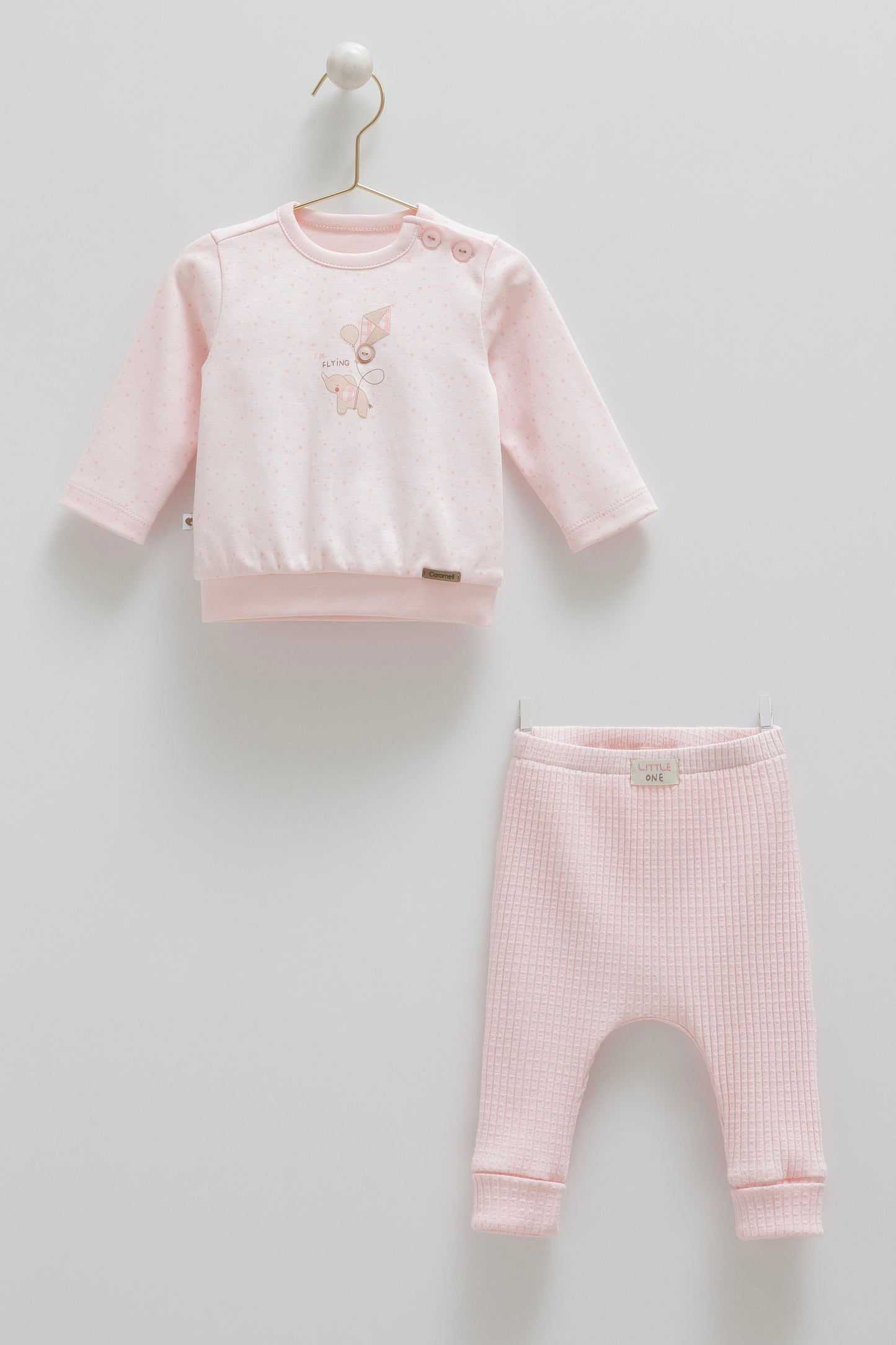 بجامة بيبي قطن ١٠٠٪‏ زهري 🐘