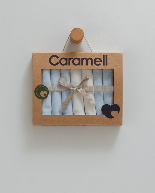 طقم مناديل بيبي قطن طبيعي ١٠٠٪‏ ٧ قطع ازرق