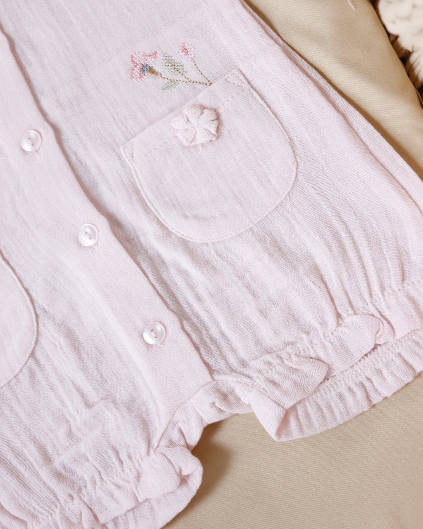 أفرهول صيفي مطرز قطن ١٠٠٪‏  زهري