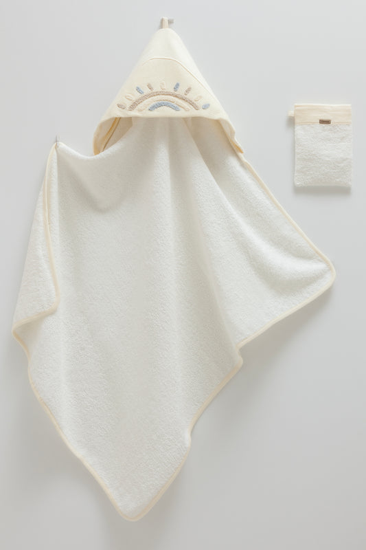 طقم منشفة بيبي🚿قطن ١٠٠٪‏ ايفوري