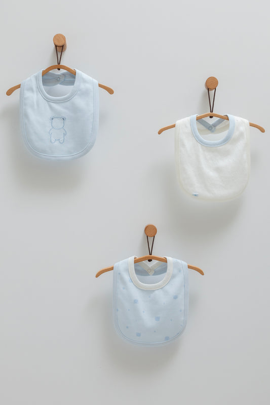 طقم مريلة ٣ قطع قطن ١٠٠٪‏ ازرق 🧸