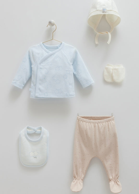 طقم حديث ولادة ٥ قطع🪡قطن طبيعي ١٠٠٪‏🌟