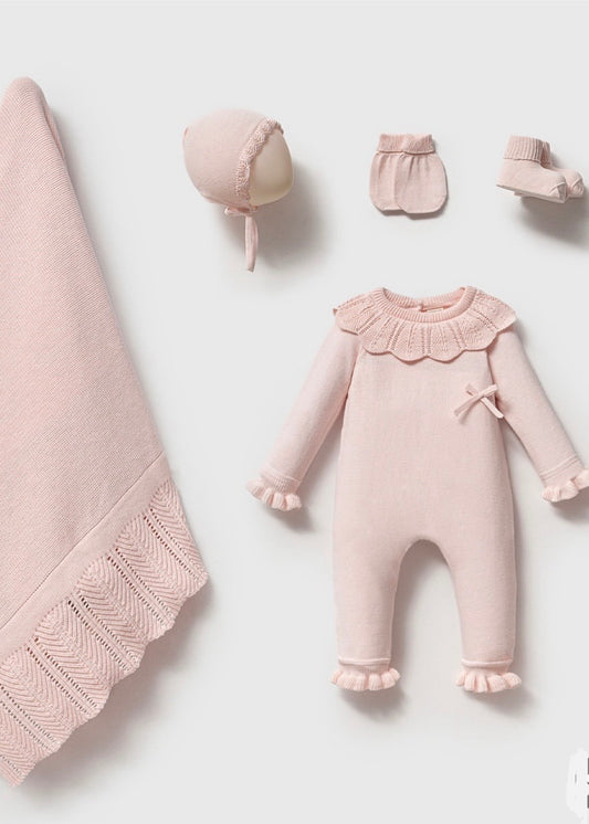 طقم بيبي حديث ولادة قطن غزل طبيعي  ١٠٠٪‏ زهري