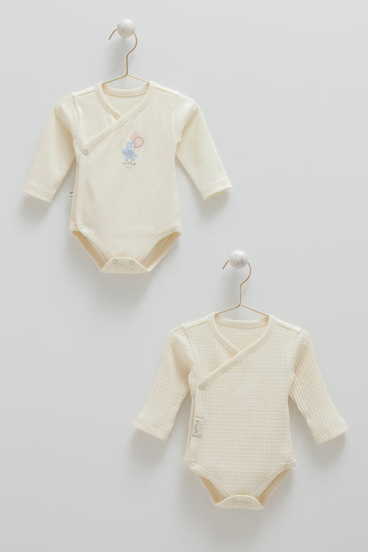 طقم تبان بيبي قطعتين قطن ١٠٠٪‏ ايفوري🐘