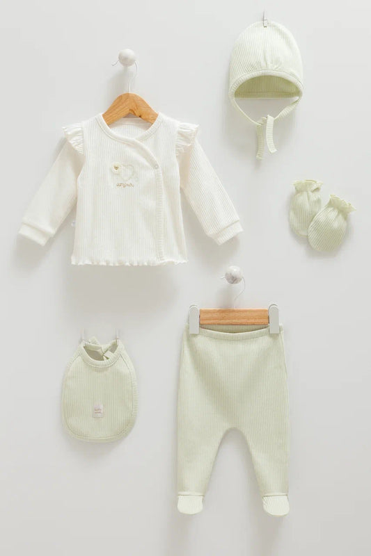 طقم بيبي قطن ٥ قطع/ ١-٣ أشهر