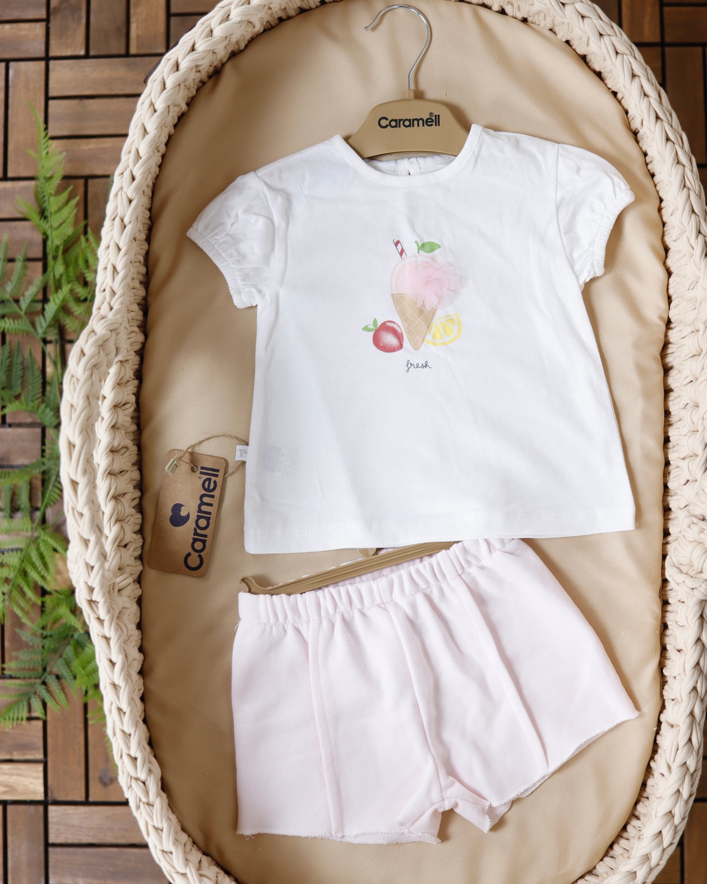 طقم صيفي قطن١٠٠٪‏ زهري ٣-١٨ شهر