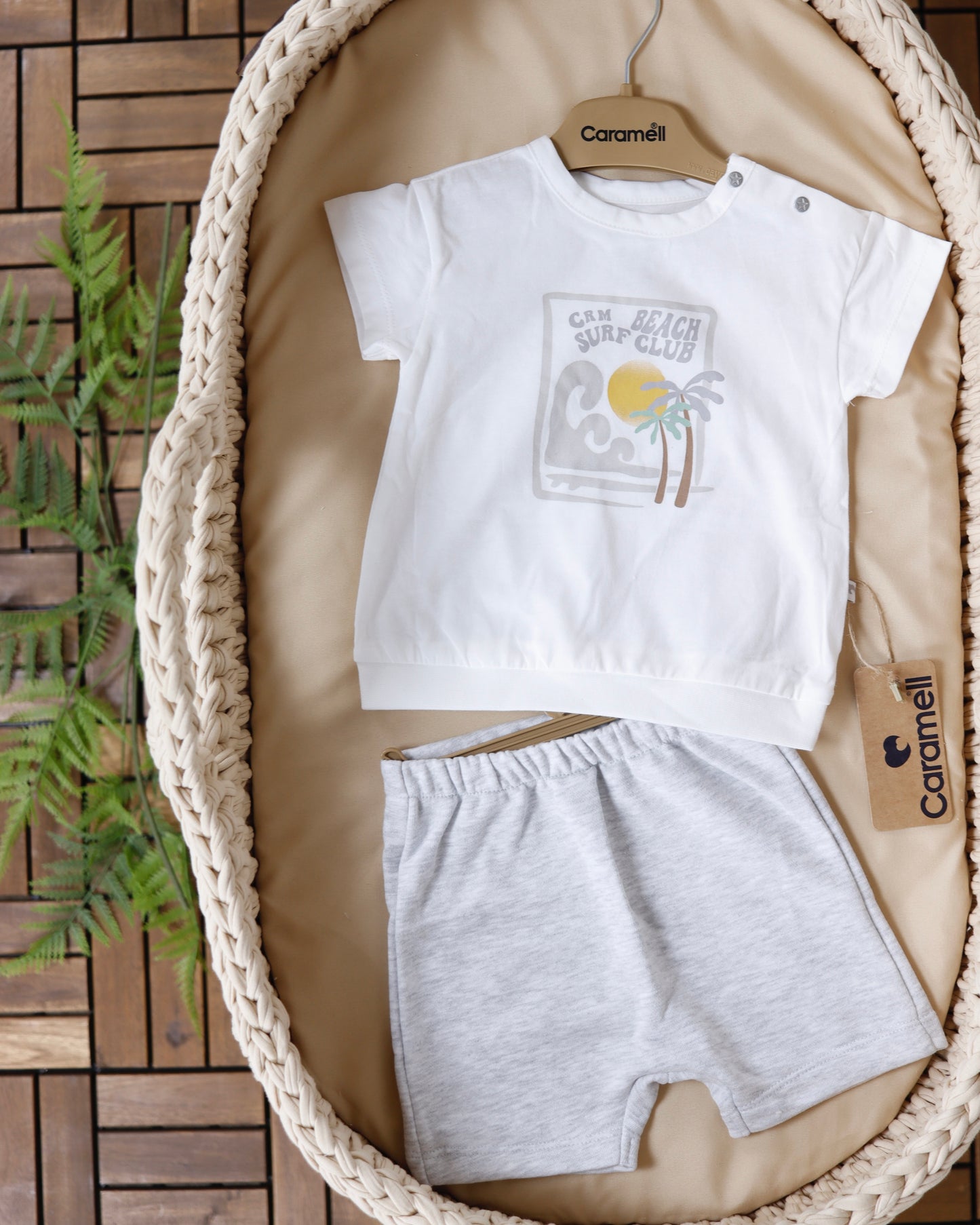 طقم صيفي قطن١٠٠٪‏ رمادي ٣-١٨ شهر