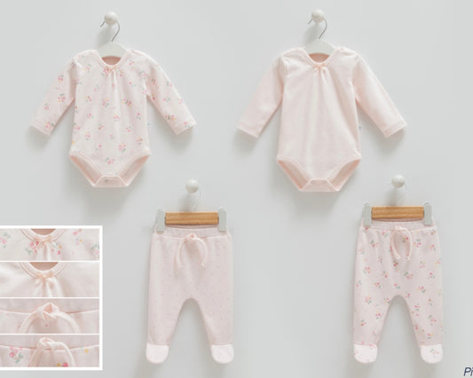 طقم بيبي قطن ١٠٠٪‏ حديث ولاده و ١-٣ أشهر زهري