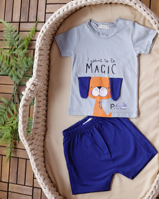 طقم شورت قطني قطعتين🐶