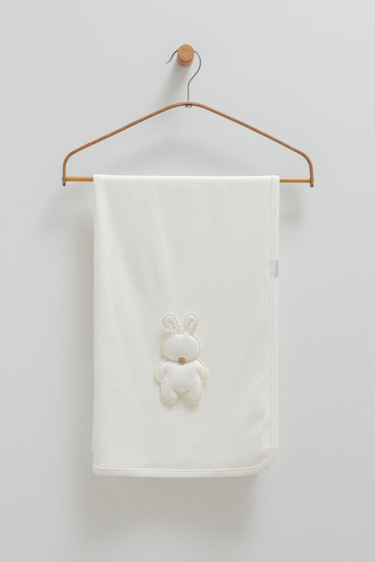 بطانية/ كوفلية بيبي قطن ١٠٠٪ أبيض🐇