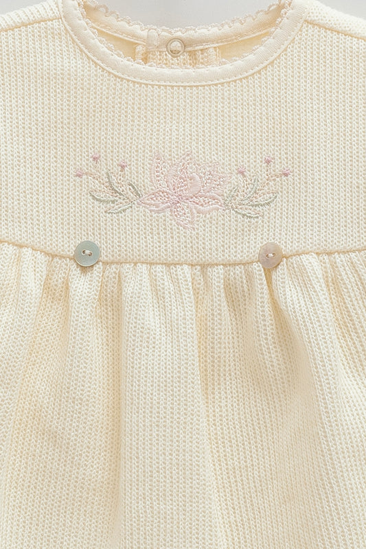 طقم قطعتن قطن ثقيل١٠٠٪‏ ايفوري 🌸٣-١٨ شهر