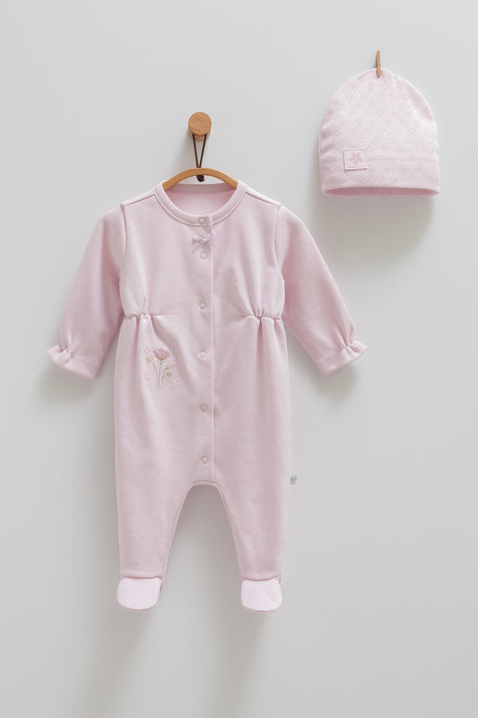 أفرهول مع طاقية قطن طبيعي ١٠٠٪‏ تطريز الوردة🌸 نهدي