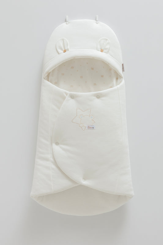 كوت/ كوفلية بيبي كبس ٧٠ سم قطن ١٠٠٪‏👼🏻 ابيض